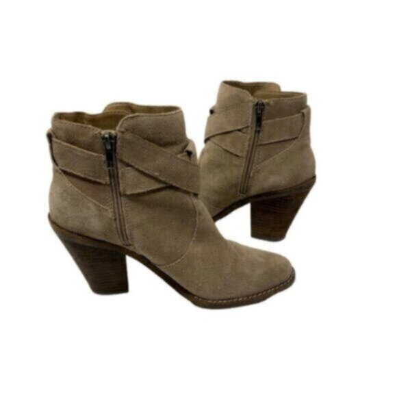 Dolce Vita | Women's Taupe Brown Suede Side Zip Heeled Ankle Bootie Size 8 - Picture 4 of 14